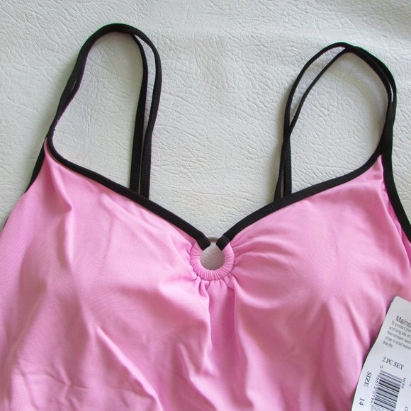 MAINSTREAM Pink Black Tankini - Size 14 - Picture 7 of 8